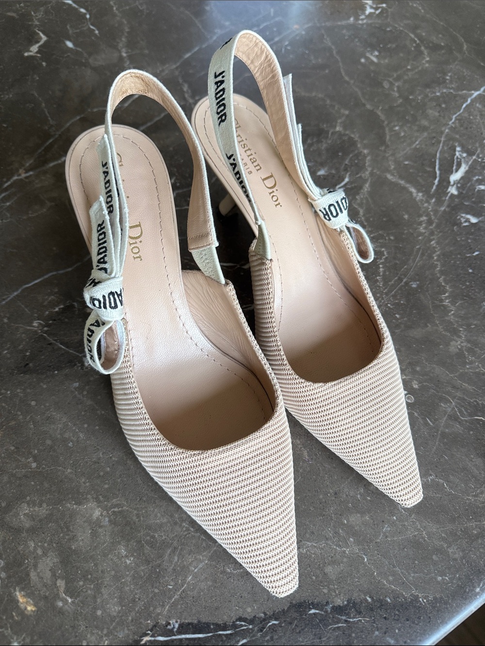 Christian Dior J’Adior Powder Nude Slingback Pumps – Size 37.5
